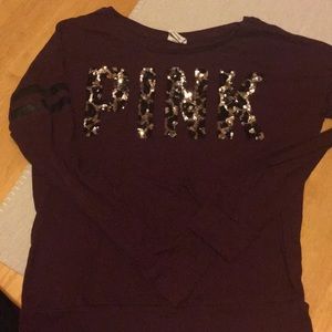 Burgundy PINK sequined tee